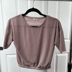 Zara Pink Ribbed Cropped Shirt